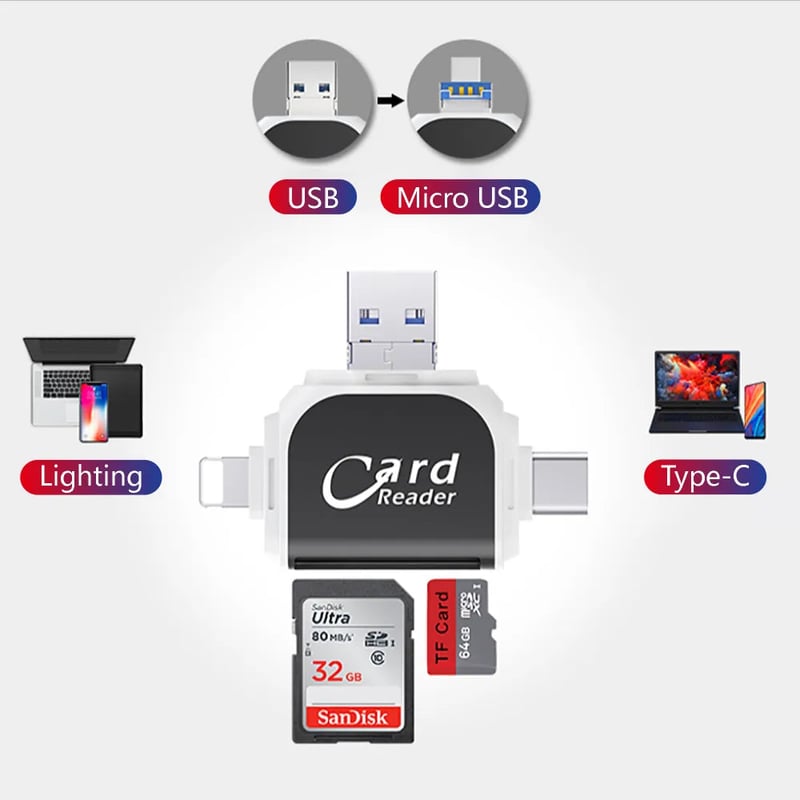 (🔥Last Day Promotion - 50% off)Multi-Port 4 in1 Universal SD TF Card Reader