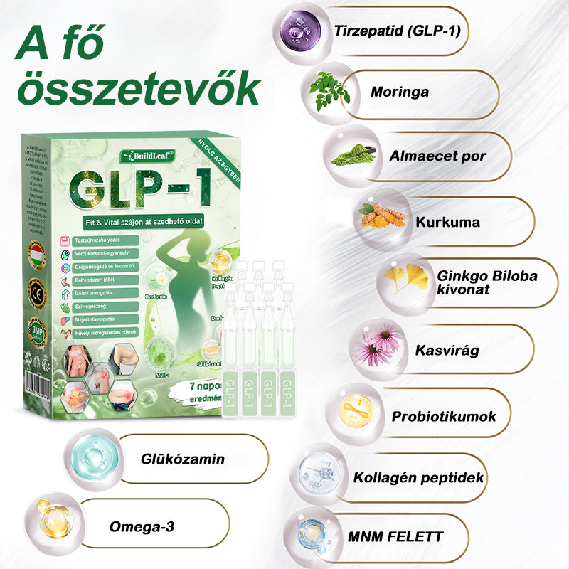 BuildLeaf®🚚 GLP-1 8-az-1-ben Fit &amp; Vital Orális Oldat (Csak napi egyszer, látható változások 7 nap alatt)  Elhízásra, szív- és érrendszeri egészségre, cukorbetegségre, alvási apnoéra, emésztőrendszeri egészségre, ízületi problémákra és még sok másra