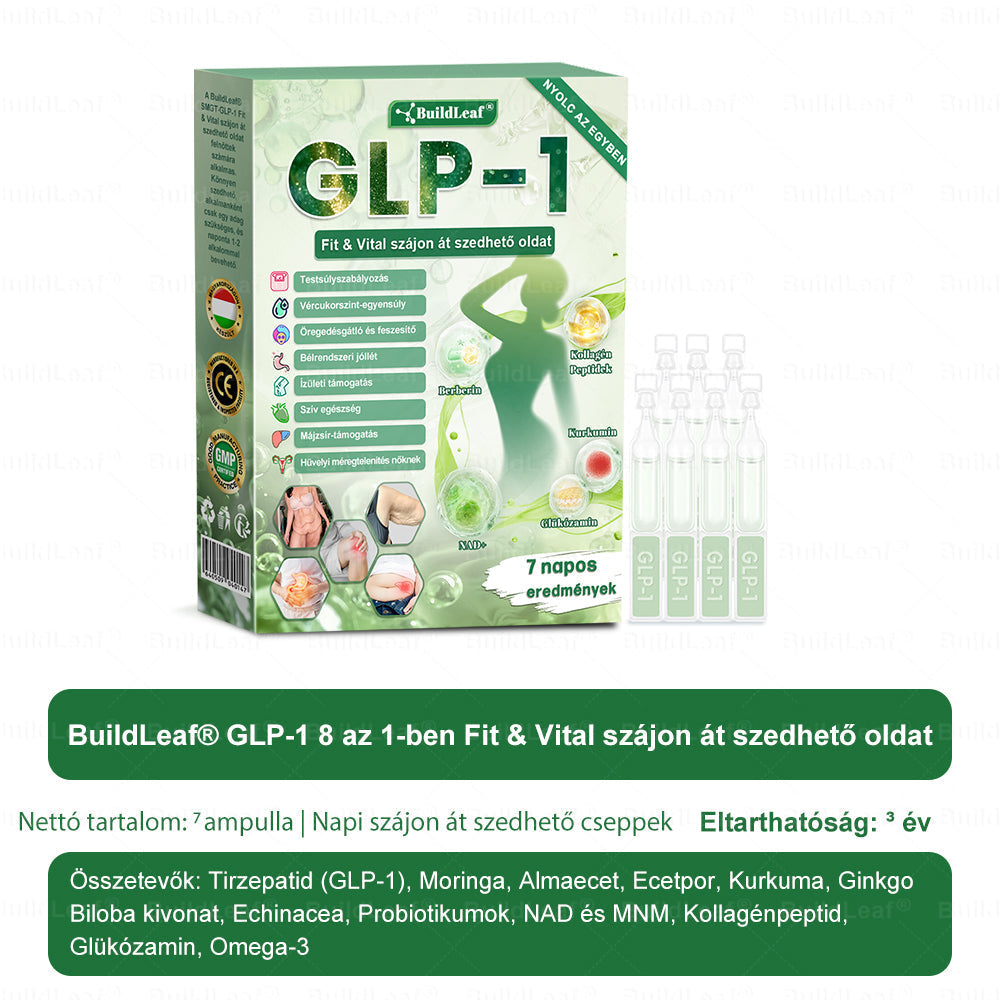 BuildLeaf®🚚 GLP-1 8-az-1-ben Fit &amp; Vital Orális Oldat (Csak napi egyszer, látható változások 7 nap alatt)  Elhízásra, szív- és érrendszeri egészségre, cukorbetegségre, alvási apnoéra, emésztőrendszeri egészségre, ízületi problémákra és még sok másra