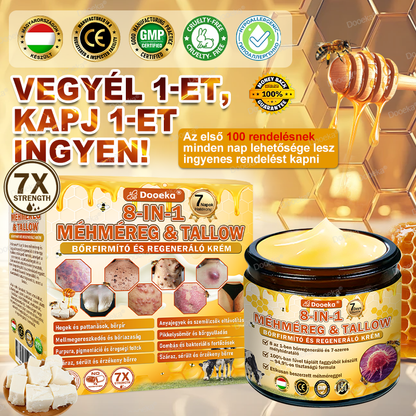💛Dooeka® 𝟖-𝐈𝐧-𝟏 Méhméreg & Tallow Bőrfirmító és Regeneráló Krém(7 napon belül hatékony) Méhméreg + Tallow · 7X Mélyhidratálás, célozza meg a ráncokat, megereszkedést, striákat, sötét foltokat, purpurát, gyulladásokat és még sok mást.