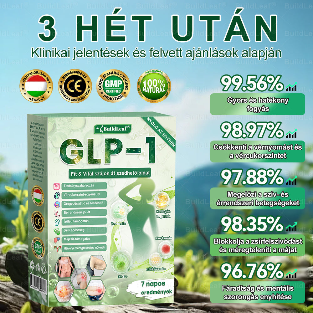 BuildLeaf®🚚 GLP-1 8-az-1-ben Fit &amp; Vital Orális Oldat (Csak napi egyszer, látható változások 7 nap alatt)  Elhízásra, szív- és érrendszeri egészségre, cukorbetegségre, alvási apnoéra, emésztőrendszeri egészségre, ízületi problémákra és még sok másra
