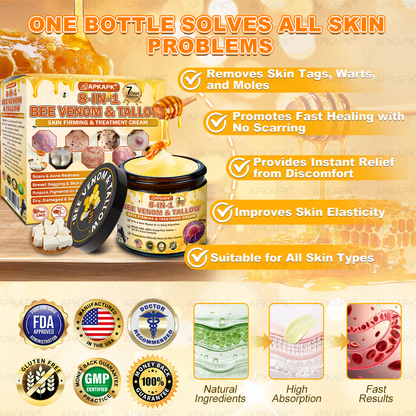 💛Dooeka® 𝟖-𝐈𝐧-𝟏 Méhméreg & Tallow Bőrfirmító és Regeneráló Krém(7 napon belül hatékony) Méhméreg + Tallow · 7X Mélyhidratálás, célozza meg a ráncokat, megereszkedést, striákat, sötét foltokat, purpurát, gyulladásokat és még sok mást.